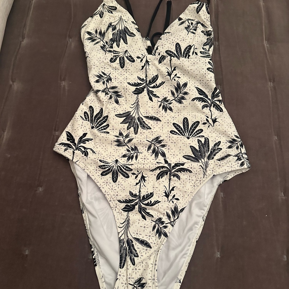 Floral Black and Cream Swimsuit